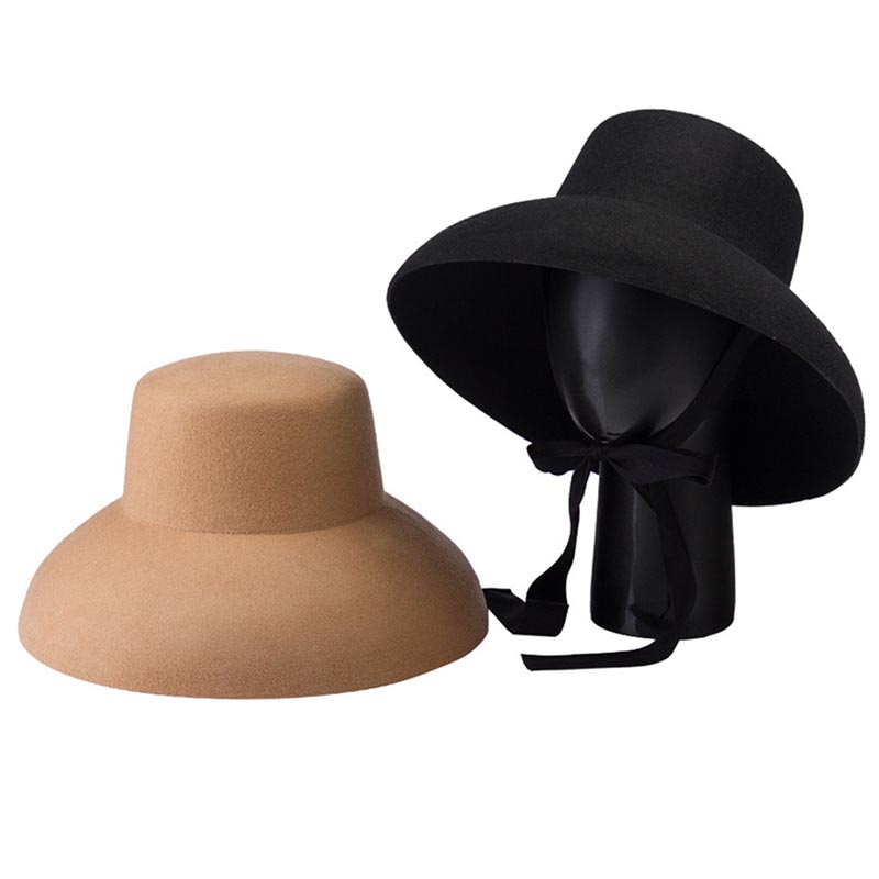 Retro Style Pure Wool Hat Wide - Fedora Hat Wool บทวิจารณ์และราคา