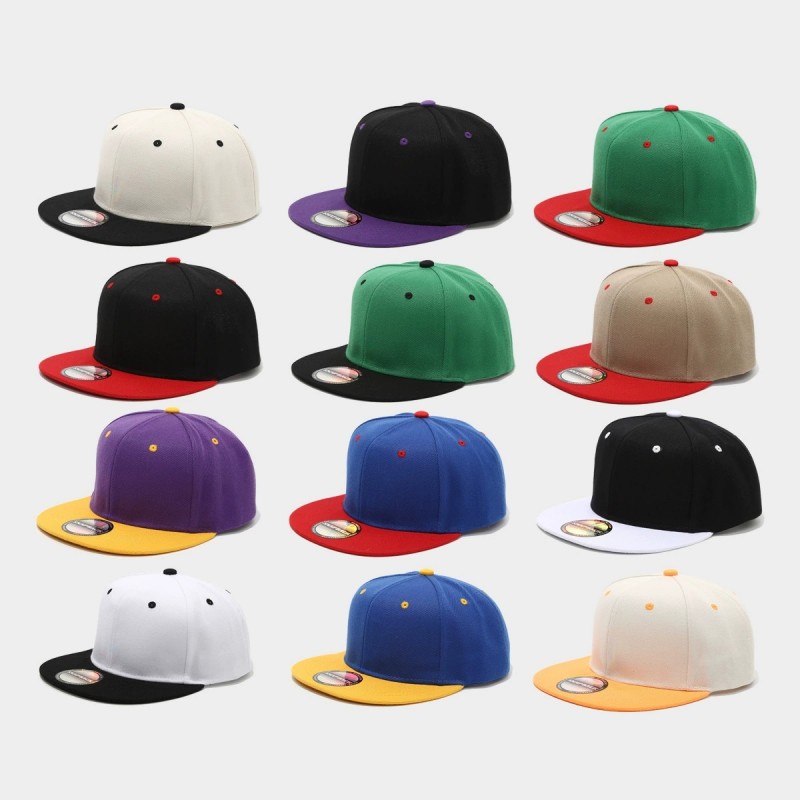Two-Tone Color-Blocking Hip-Ho - Snapback Hat Flat บทวิจารณ์และราคา