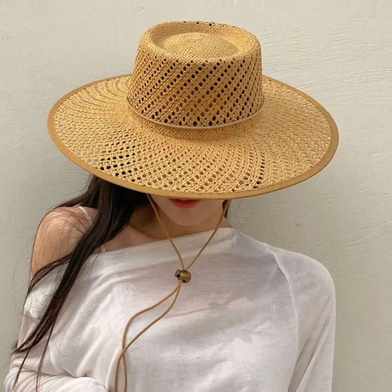 New Hand Woven Hollow Circular - Cowboy Hat Straw บทวิจารณ์และราคา