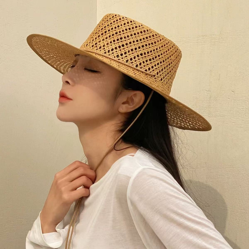 New Hand Woven Hollow Circular - Cowboy Hat Straw บทวิจารณ์และราคา