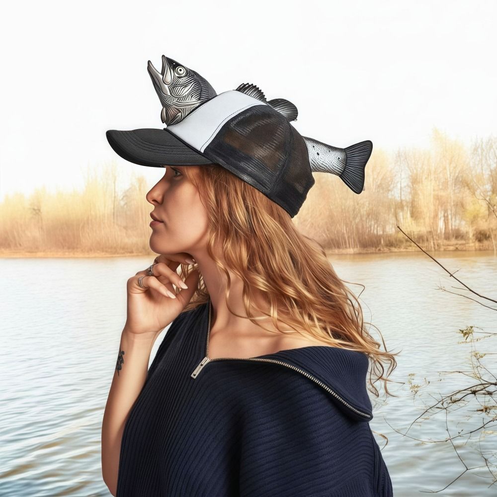 Funny 3D Fish Animal Trucker H - Trucker Cap Mesh บทวิจารณ์และราคา
