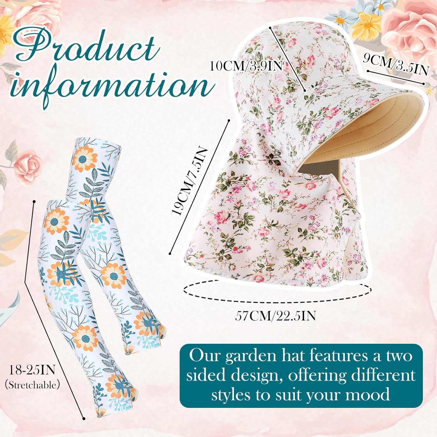 2 Pcs Floral Garden Hat for Wo - Sun Hat Wide Brim บทวิจารณ์และราคา