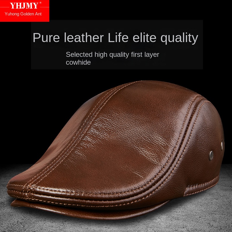 Genuine Cowhide Leather Men Be - Baseball Cap Structured บทวิจารณ์และราคา