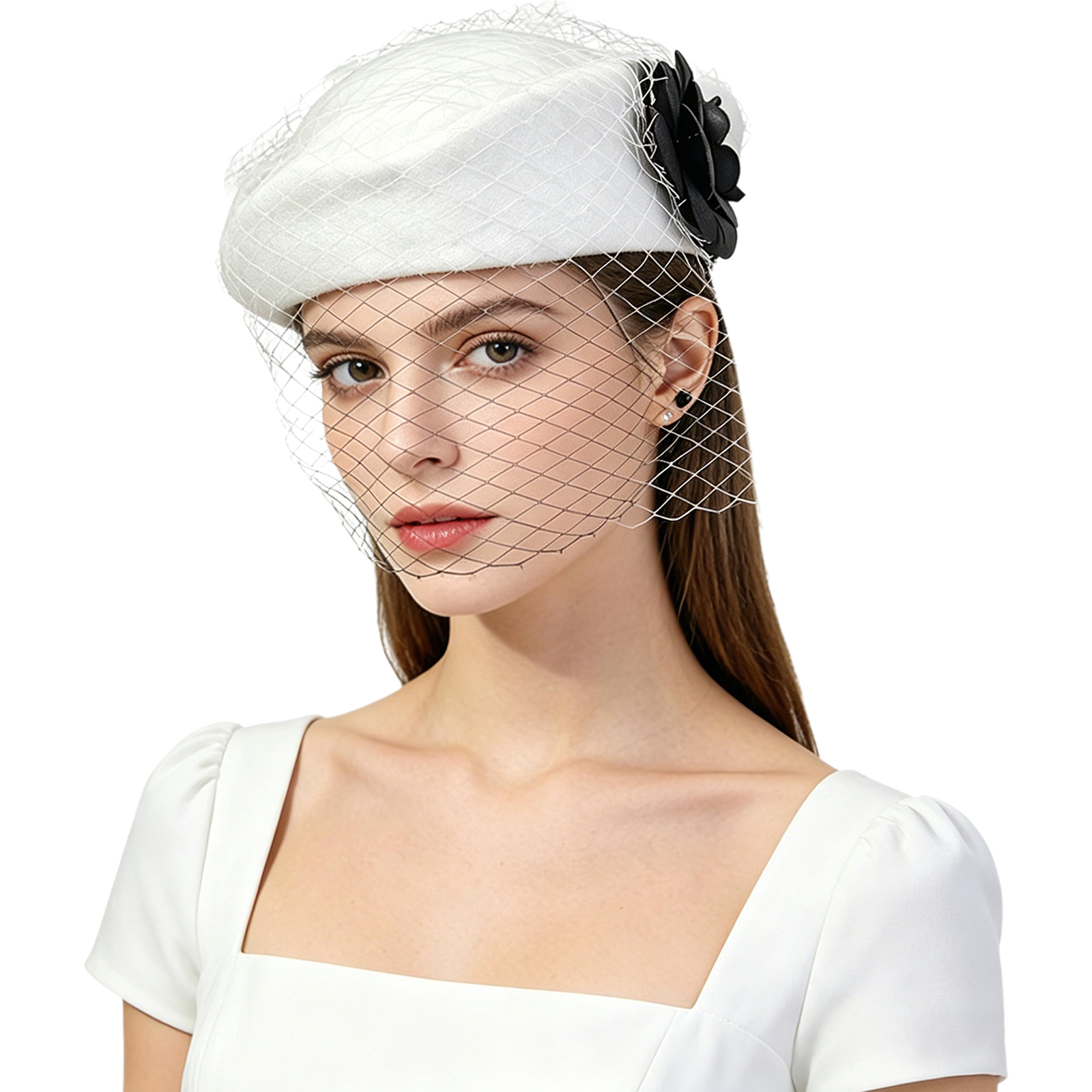 Vintage Artificial Flower Brid - Beret French Wool บทวิจารณ์และราคา