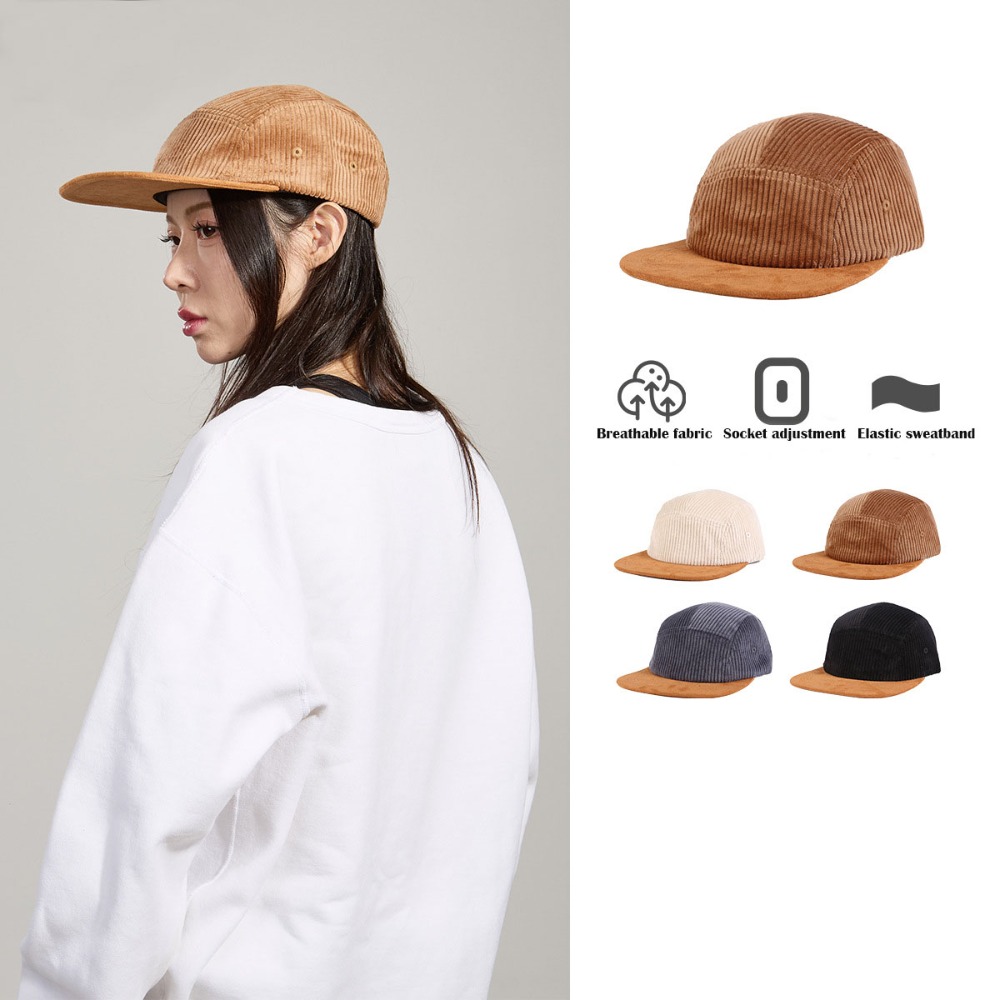 Versatile Retro Flat Brim Base - Corduroy Cap 5 Panel บทวิจารณ์และราคา