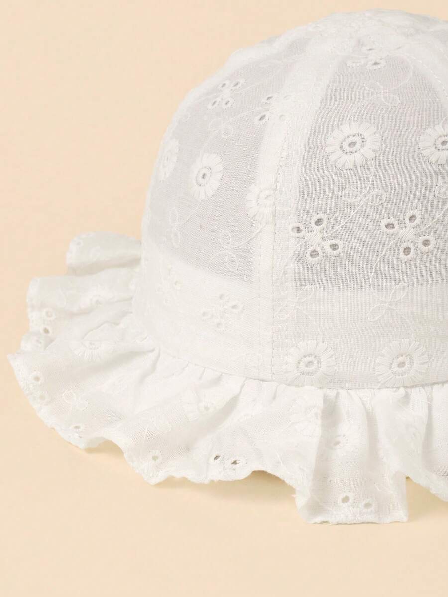White Floral Embroidery Bucket - Bucket Hat Cotton บทวิจารณ์และราคา