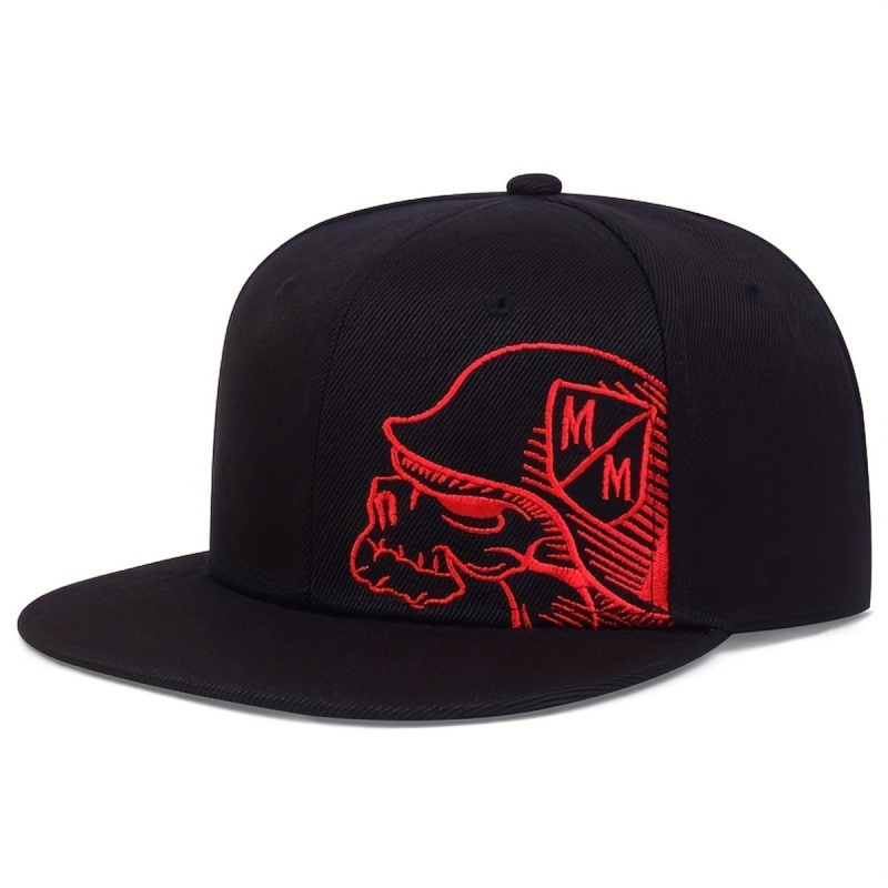 Unisex Skeleton Embroidery Bas - Snapback Hat Flat บทวิจารณ์และราคา