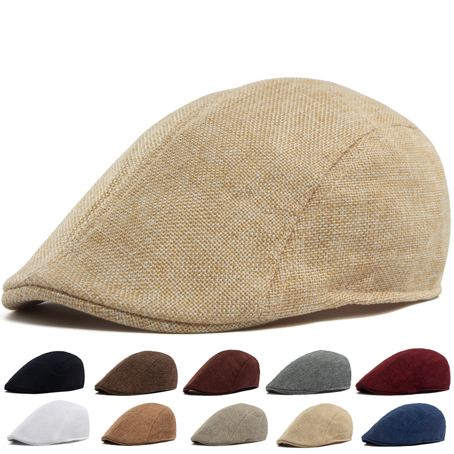 Men's Linen Flat Cap Spring Su - Newsboy Cap Ivy บทวิจารณ์และราคา