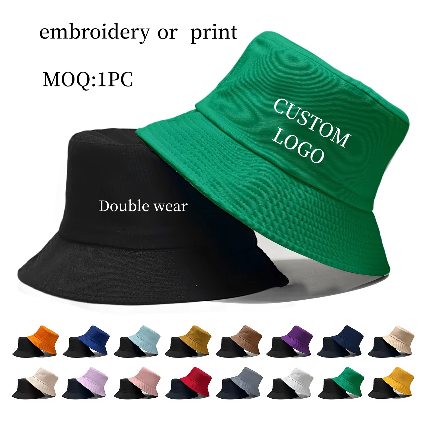 Custom Logo Double Side Fisher - Bucket Hat Cotton บทวิจารณ์และราคา