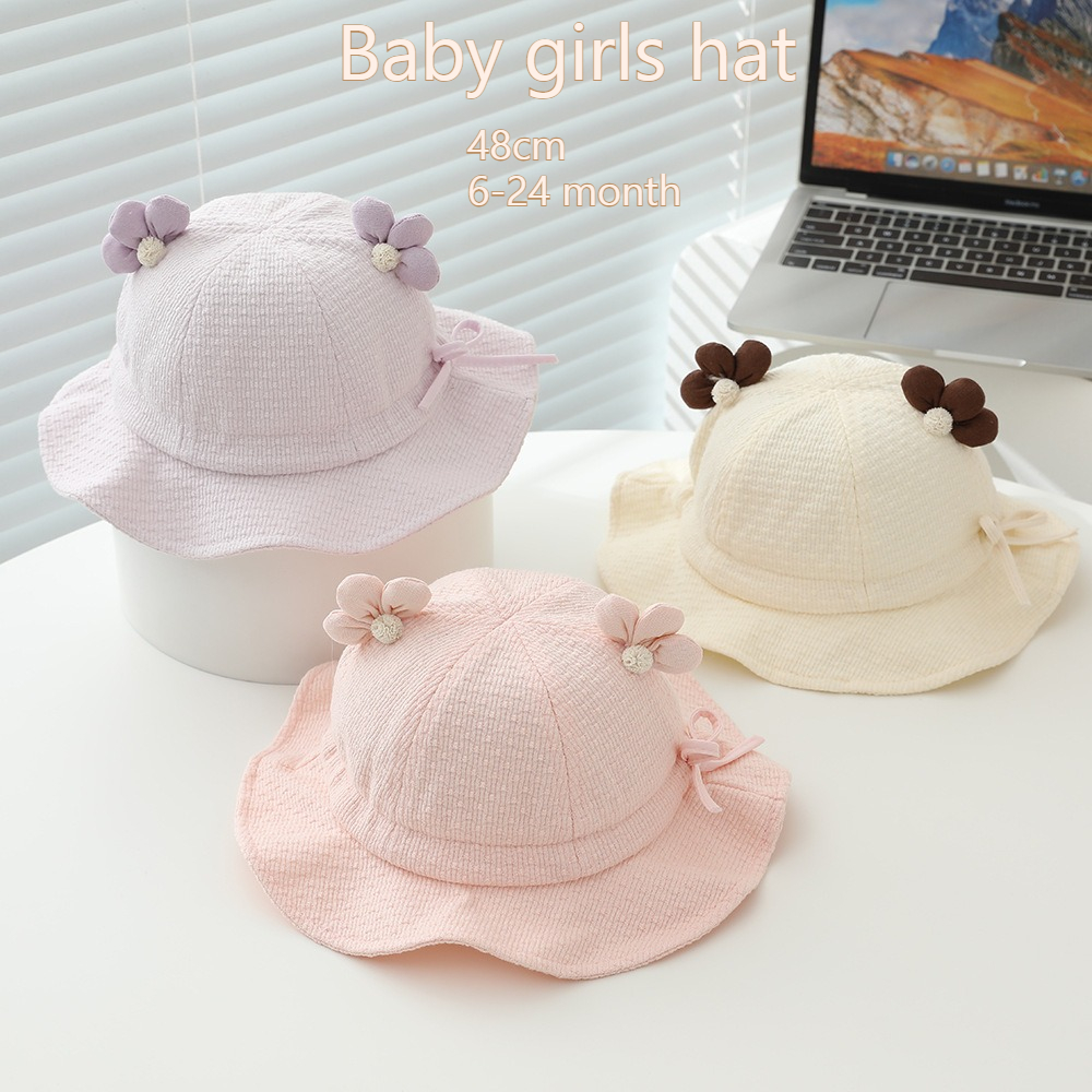 Baby Girls Sun Hat 48cm 6-24 M - Bucket Hat Cotton บทวิจารณ์และราคา