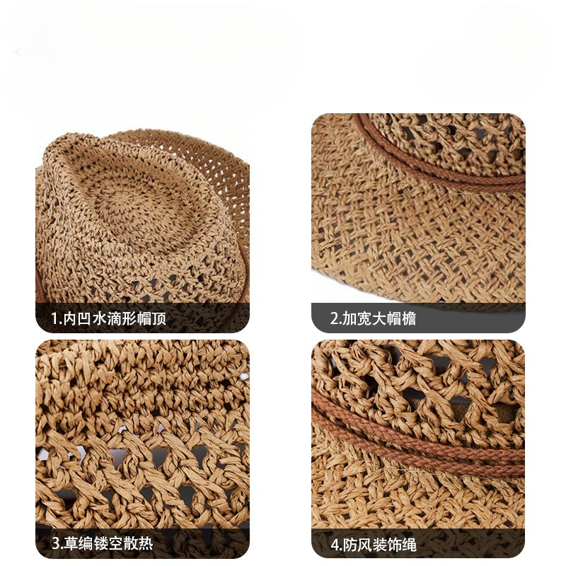 Summer Beach Sunscreen Panama  - Cowboy Hat Straw บทวิจารณ์และราคา