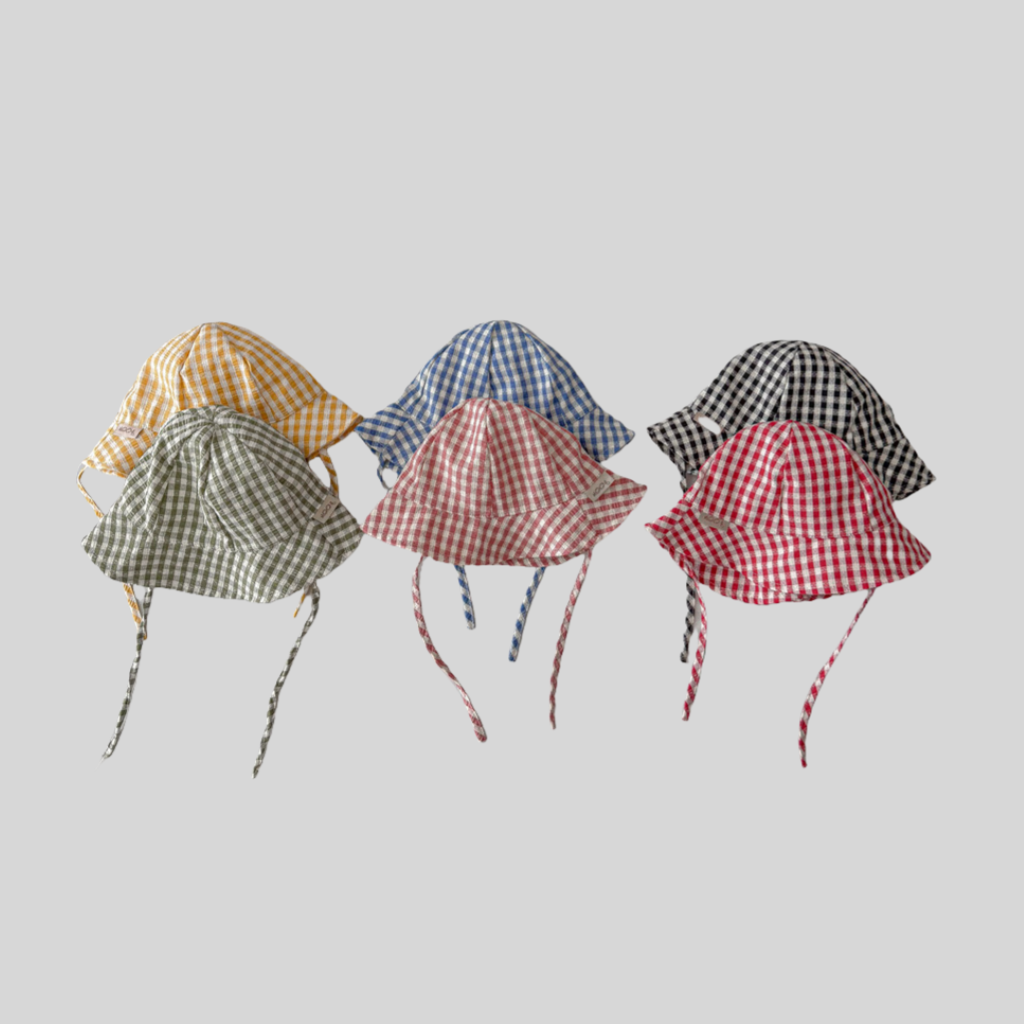 Ins Style Plaid Baby Bucket Ha - Bucket Hat Cotton บทวิจารณ์และราคา